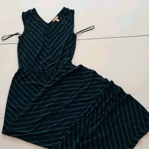 Navy and green maxi dress